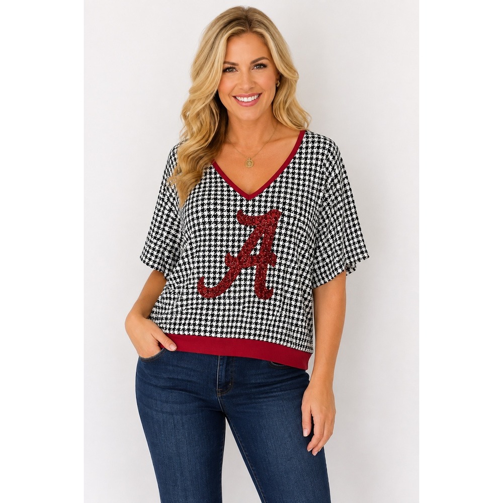 Emerson Street Alabama Crimson Tide Houndstooth Gemstone A Top Womens Medium